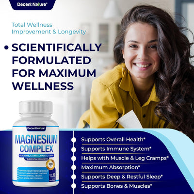 Decent Nature Magnesium Complex – 7 Tipos de Magnesio Elemental