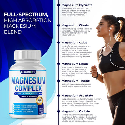 Decent Nature Magnesium Complex – 7 Tipos de Magnesio Elemental