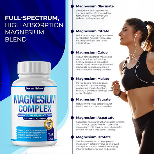 Decent Nature Magnesium Complex – 7 Tipos de Magnesio Elemental