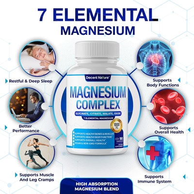 Decent Nature Magnesium Complex – 7 Tipos de Magnesio Elemental