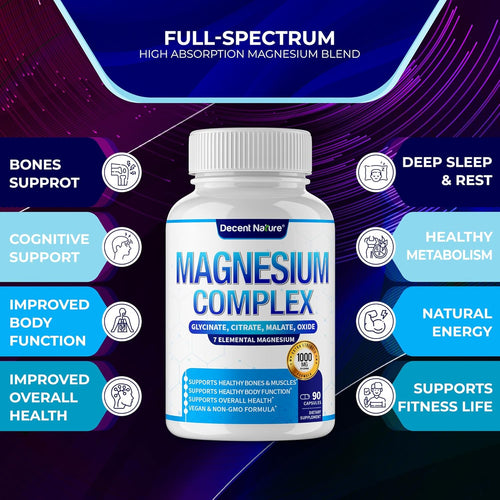 Decent Nature Magnesium Complex – 7 Tipos de Magnesio Elemental