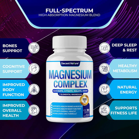 Decent Nature Magnesium Complex – 7 Tipos de Magnesio Elemental